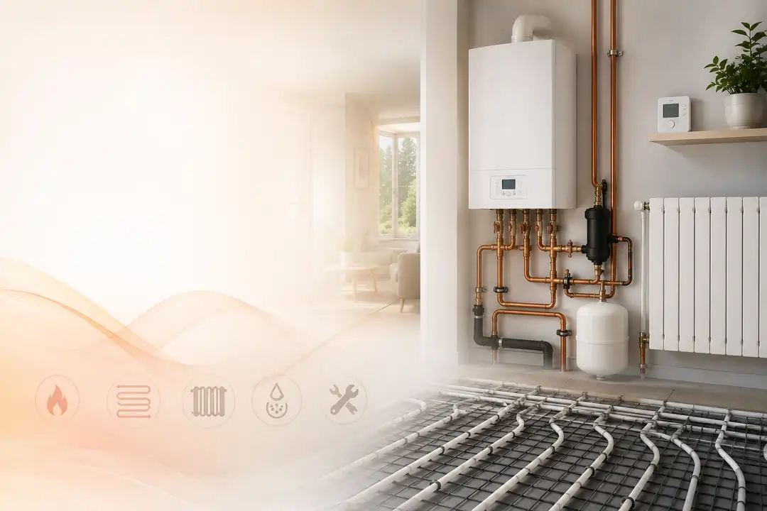 Chaudière gaz moderne installée dans une chaufferie